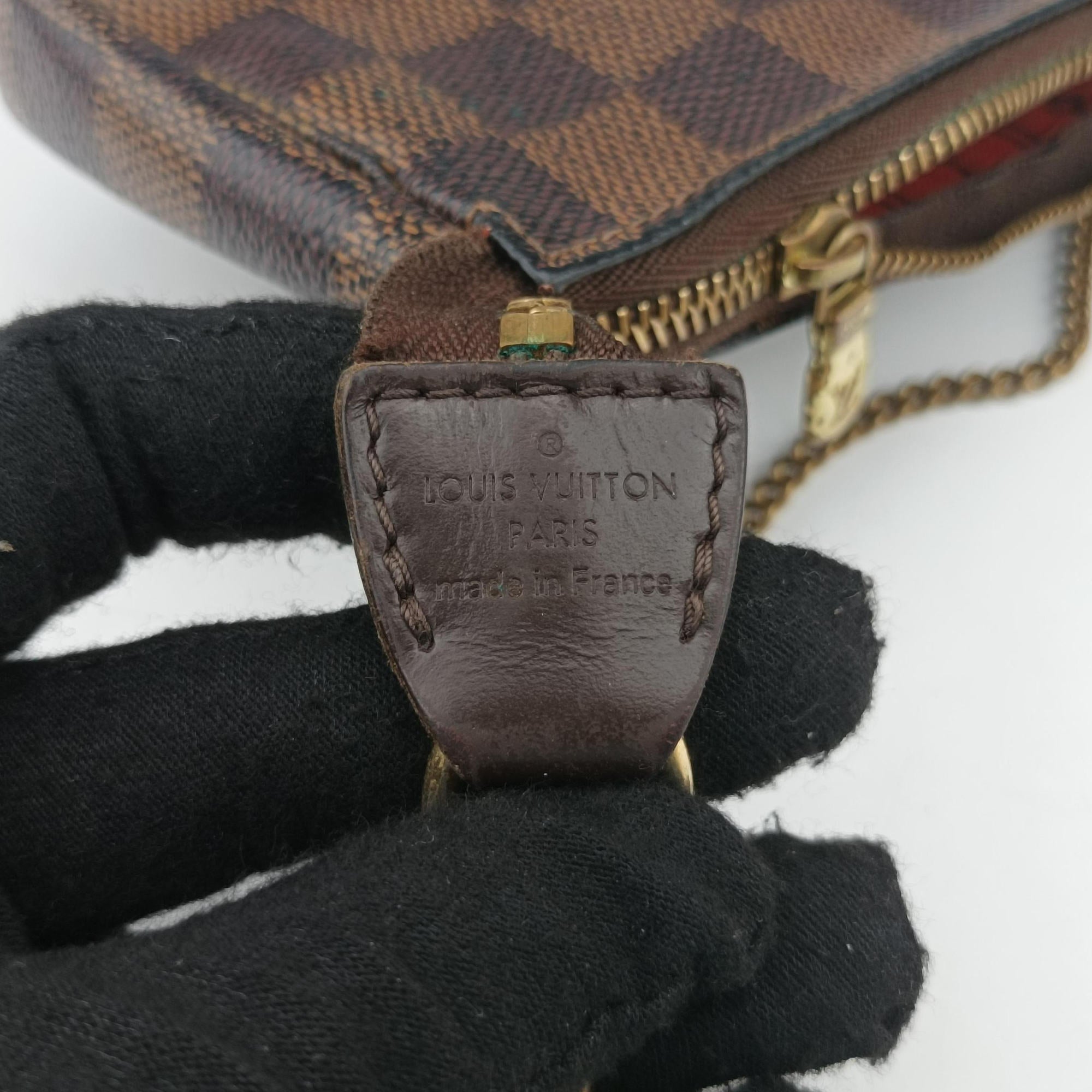 Pre-owned Louis Vuitton T&B Mini Pochette Accessoires EBENE×multi Damier Canvas N58011 handbag | stylenewstar