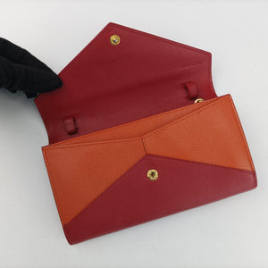 Pre-owned Prada Envelope Red x Orange Saffiano Leather  shoulderbag | stylenewstar