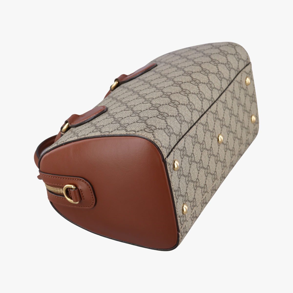 Pre-owned Gucci GG SUPREME beige×brown PVC coated canvas×Leather 409529 shoulderbag | stylenewstar
