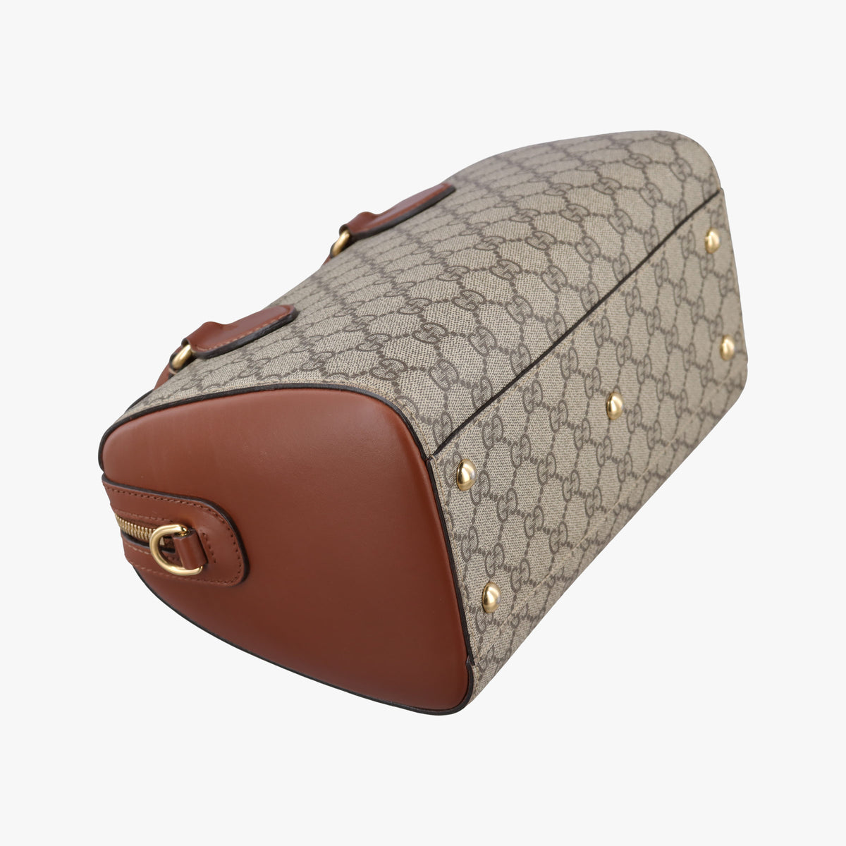 Pre-owned Gucci GG SUPREME beige×brown PVC coated canvas×Leather 409529 shoulderbag | stylenewstar
