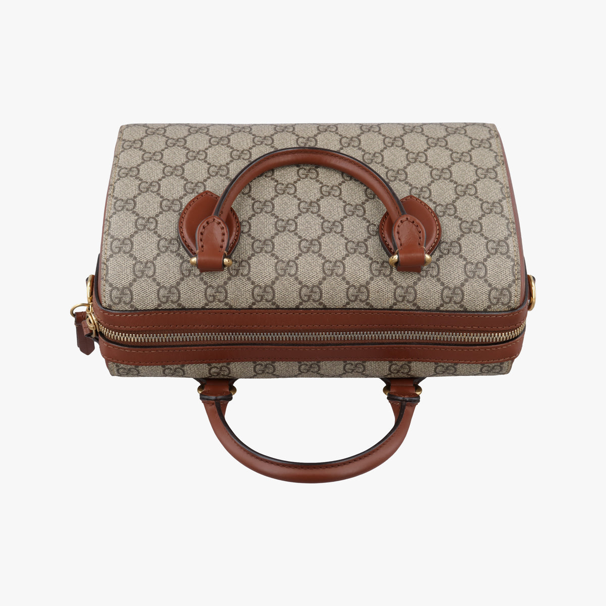 Pre-owned Gucci GG SUPREME beige×brown PVC coated canvas×Leather 409529 shoulderbag | stylenewstar