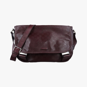 Secondhand Gucci GG Plus Messenger Burgundy PVC coated canvas 201732 shoulderbag | stylenewstar