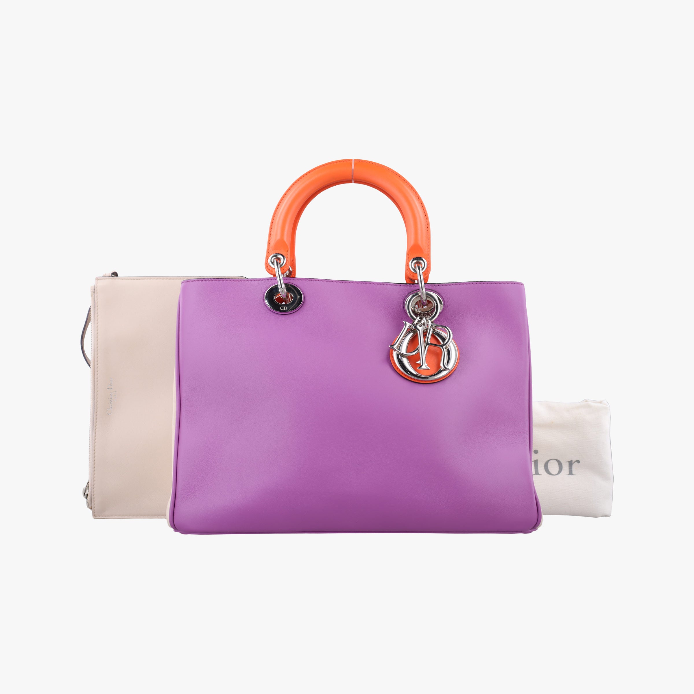Pre-owned Christian Dior Diorissimo Purple×Orange Leather  handbag | stylenewstar