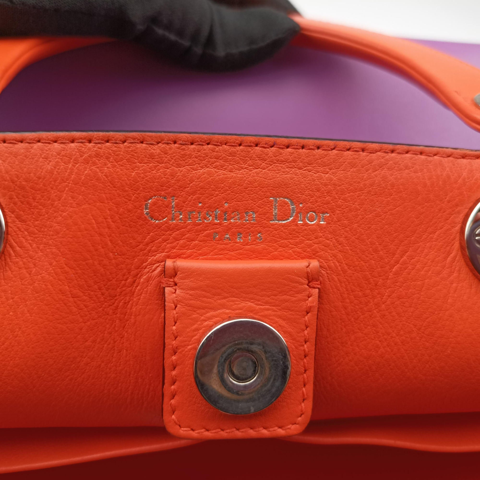 Pre-owned Christian Dior Diorissimo Purple×Orange Leather  handbag | stylenewstar