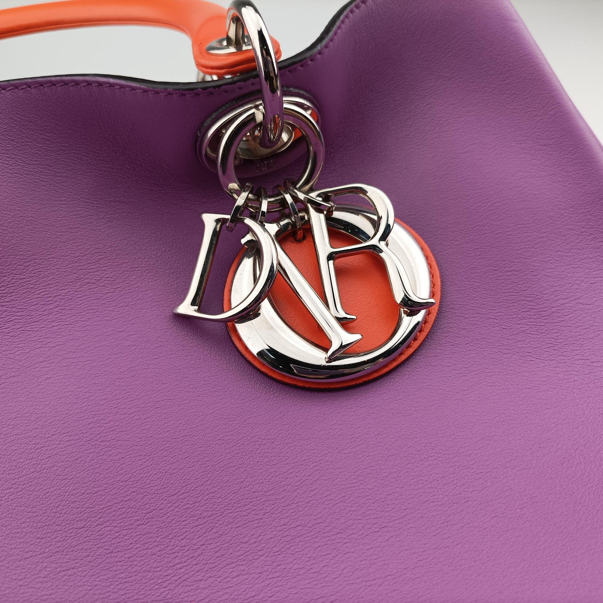 Pre-owned Christian Dior Diorissimo Purple×Orange Leather  handbag | stylenewstar