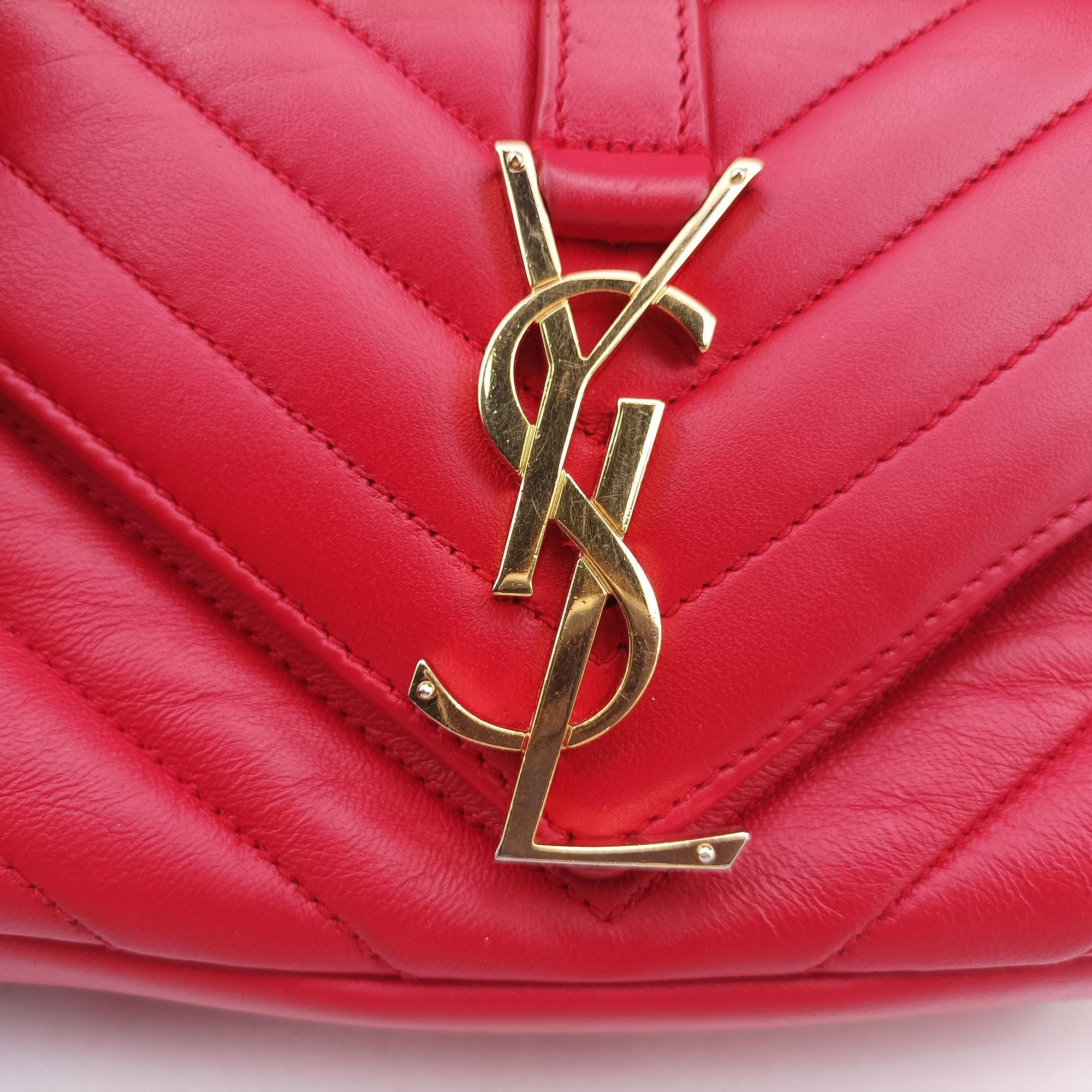 Pre-owned Yves Saint Laurent Baby Chai Red Leather 399289 shoulderbag | stylenewstar