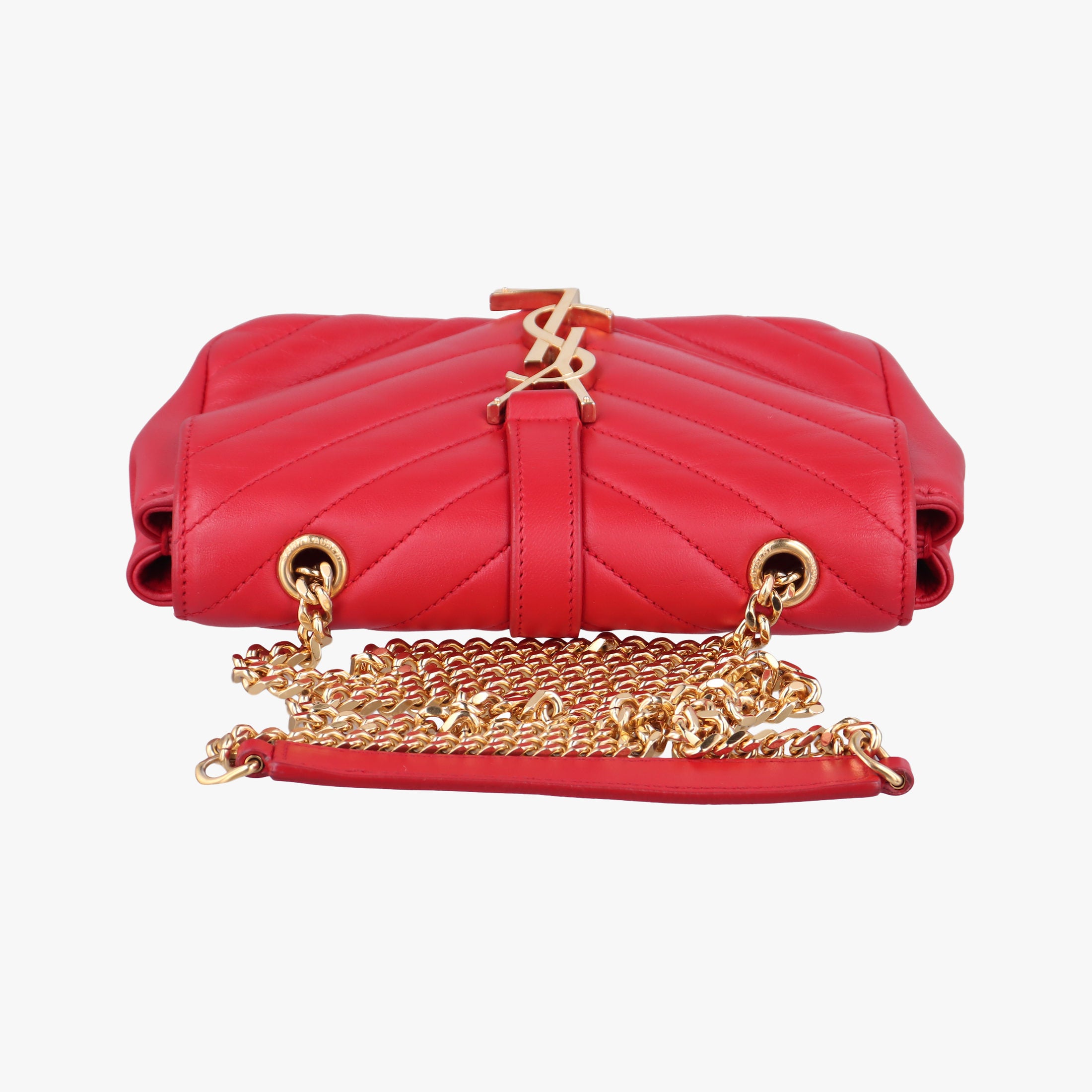 Pre-owned Yves Saint Laurent Baby Chai Red Leather 399289 shoulderbag | stylenewstar