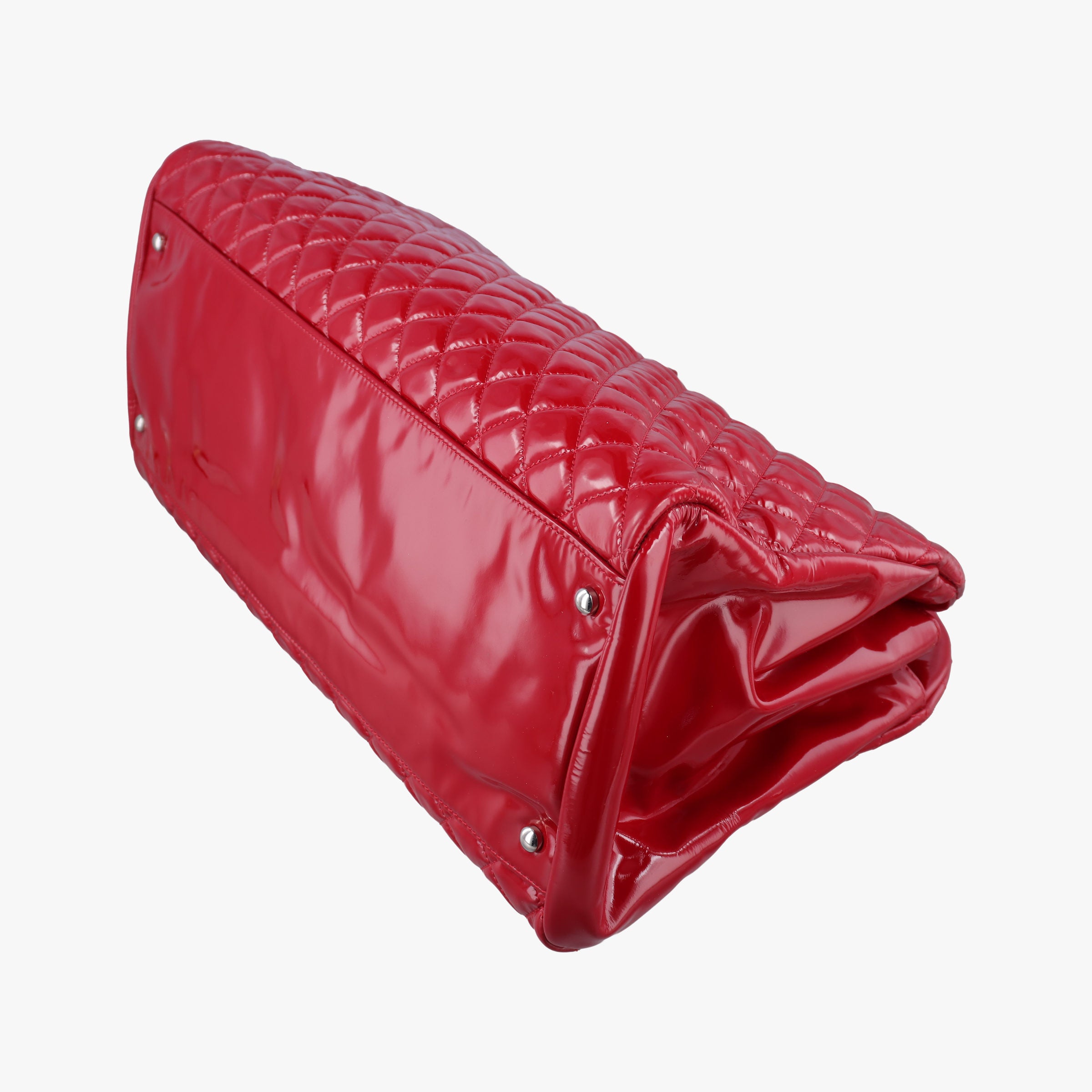 Pre-owned Chanel Mademoiselle Bowling Red Patent A50561 shoulderbag | stylenewstar