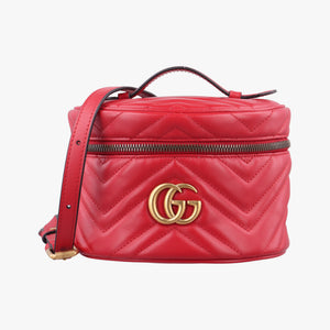 Pre-owned Gucci GG Marmont Red Leather 598594 backpack/rucksack | stylenewstar