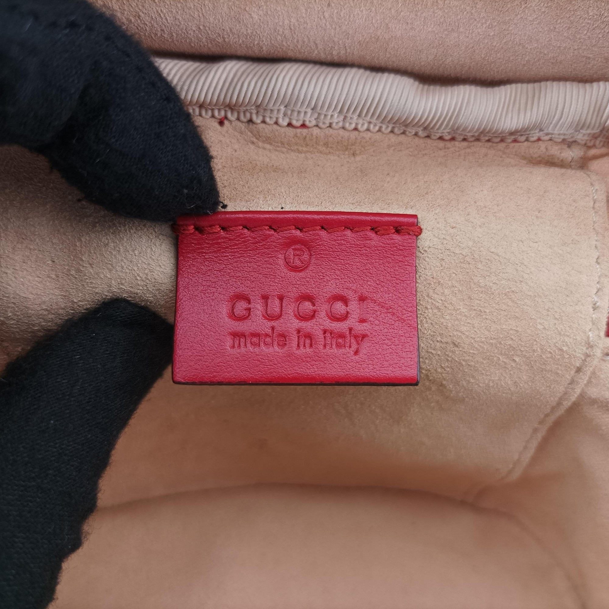 Pre-owned Gucci GG Marmont Red Leather 598594 backpack/rucksack | stylenewstar
