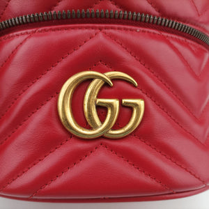 Pre-owned Gucci GG Marmont Red Leather 598594 backpack/rucksack | stylenewstar