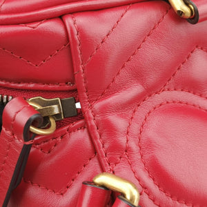 Pre-owned Gucci GG Marmont Red Leather 598594 backpack/rucksack | stylenewstar
