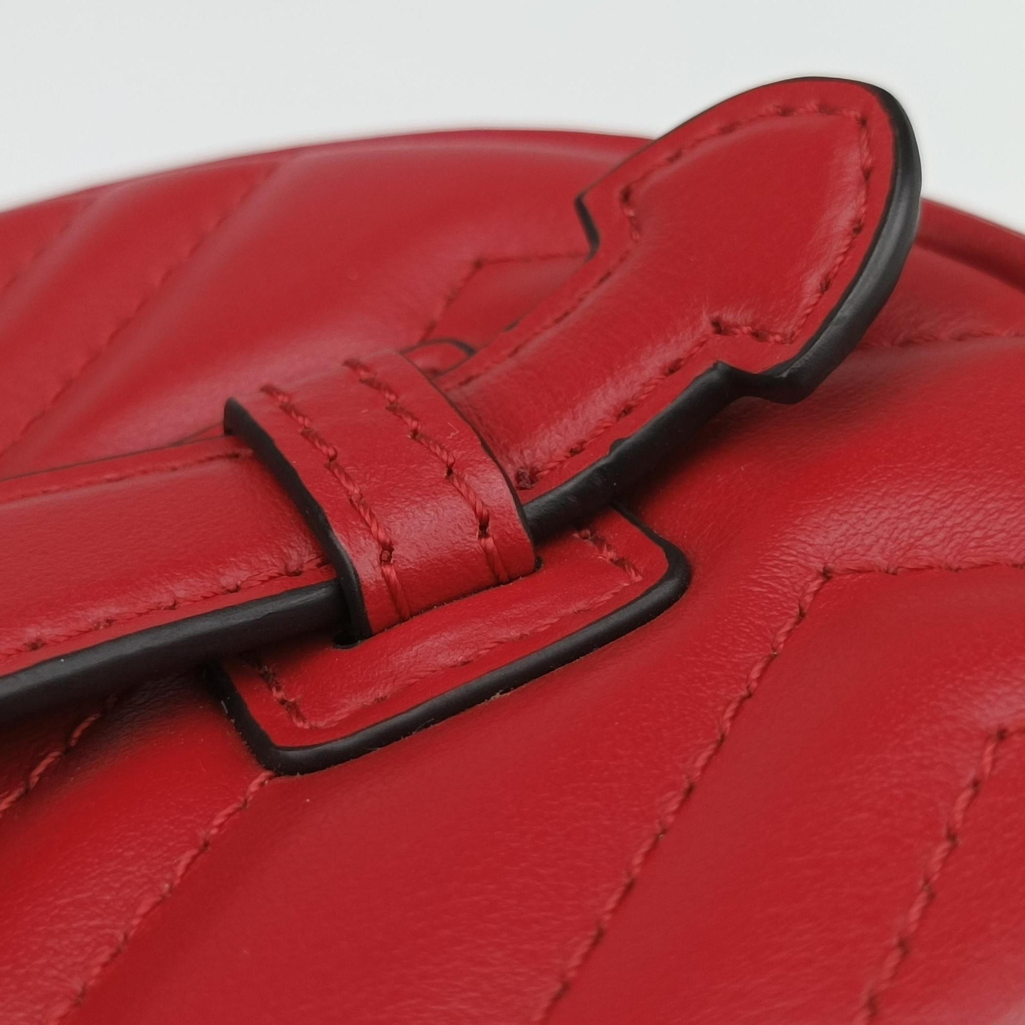 Pre-owned Gucci GG Marmont Red Leather 598594 backpack/rucksack | stylenewstar