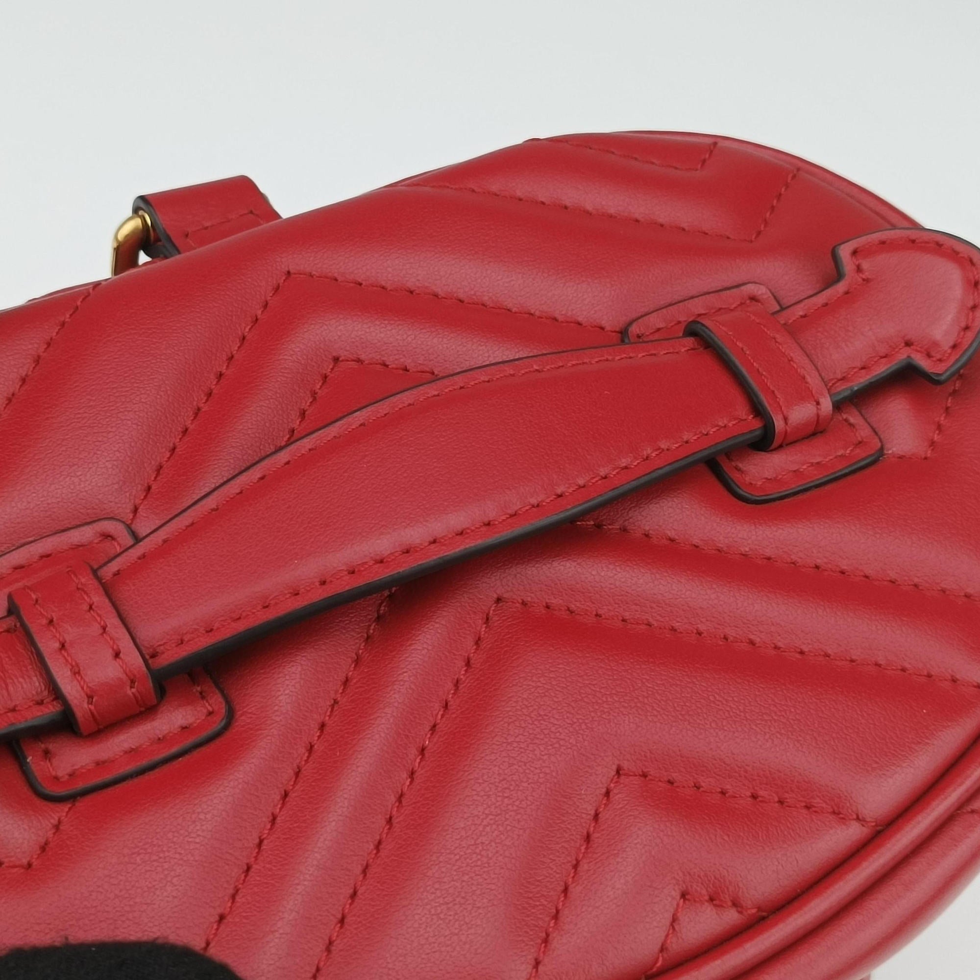 Pre-owned Gucci GG Marmont Red Leather 598594 backpack/rucksack | stylenewstar