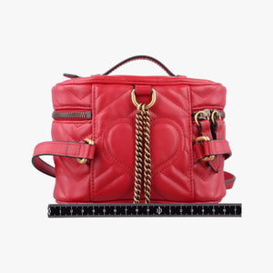 Pre-owned Gucci GG Marmont Red Leather 598594 backpack/rucksack | stylenewstar