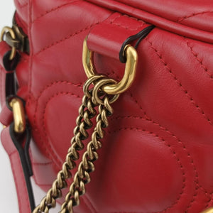 Pre-owned Gucci GG Marmont Red Leather 598594 backpack/rucksack | stylenewstar