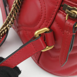Pre-owned Gucci GG Marmont Red Leather 598594 backpack/rucksack | stylenewstar