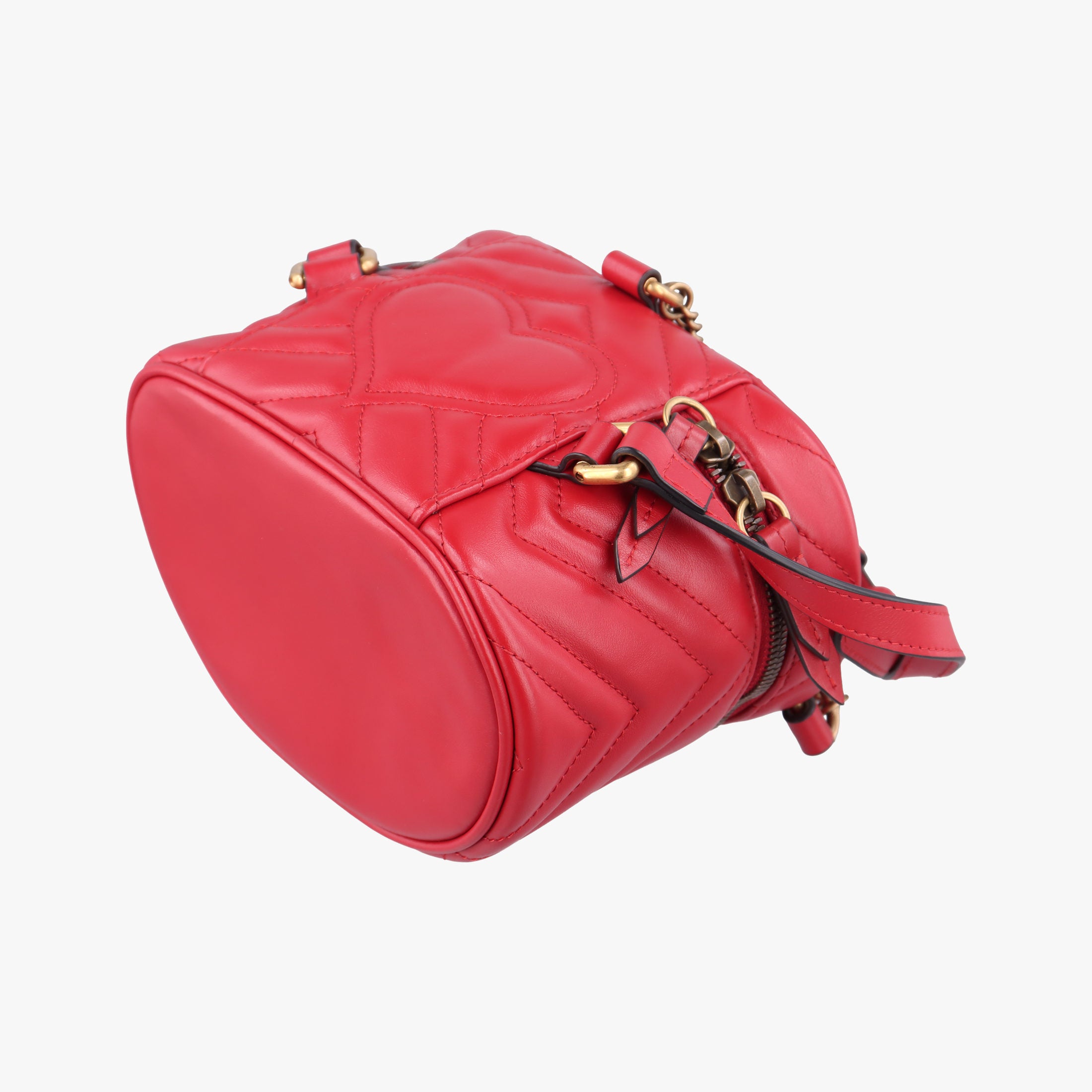 Pre-owned Gucci GG Marmont Red Leather 598594 backpack/rucksack | stylenewstar
