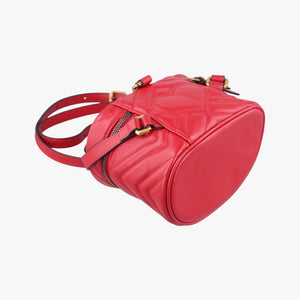 Pre-owned Gucci GG Marmont Red Leather 598594 backpack/rucksack | stylenewstar