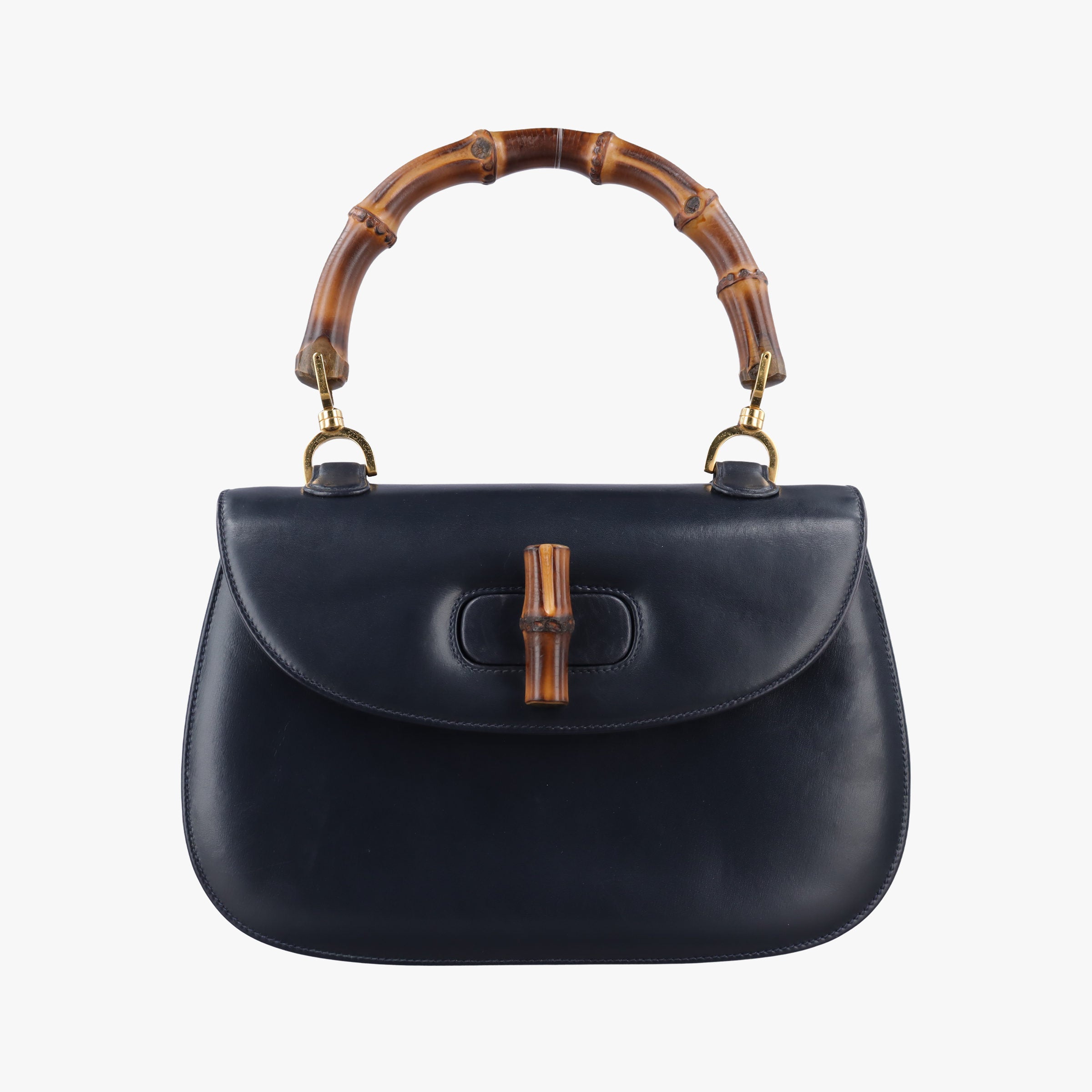 Pre-owned Gucci Bamboo Navy Leather 000.01 handbag | stylenewstar