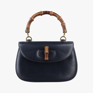 Pre-owned Gucci Bamboo Navy Leather 000.01 handbag | stylenewstar