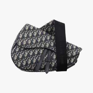 Pre-owned Christian Dior saddle Navy Jacquard×Leather  bum bag/waist bag | stylenewstar