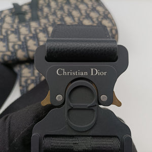 Pre-owned Christian Dior saddle Navy Jacquard×Leather  bum bag/waist bag | stylenewstar