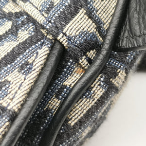 Pre-owned Christian Dior saddle Navy Jacquard×Leather  bum bag/waist bag | stylenewstar
