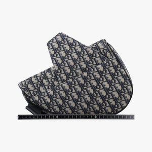 Pre-owned Christian Dior saddle Navy Jacquard×Leather  bum bag/waist bag | stylenewstar