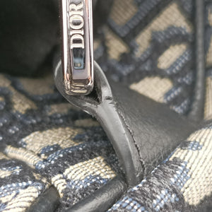 Pre-owned Christian Dior saddle Navy Jacquard×Leather  bum bag/waist bag | stylenewstar
