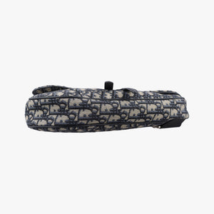 Pre-owned Christian Dior saddle Navy Jacquard×Leather  bum bag/waist bag | stylenewstar