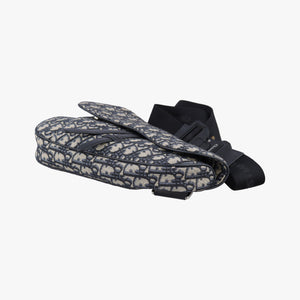 Pre-owned Christian Dior saddle Navy Jacquard×Leather  bum bag/waist bag | stylenewstar
