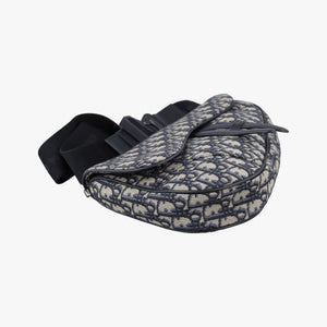Pre-owned Christian Dior saddle Navy Jacquard×Leather  bum bag/waist bag | stylenewstar