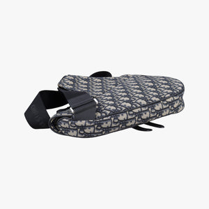 Pre-owned Christian Dior saddle Navy Jacquard×Leather  bum bag/waist bag | stylenewstar