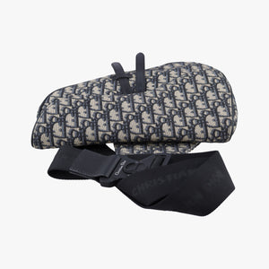 Pre-owned Christian Dior saddle Navy Jacquard×Leather  bum bag/waist bag | stylenewstar