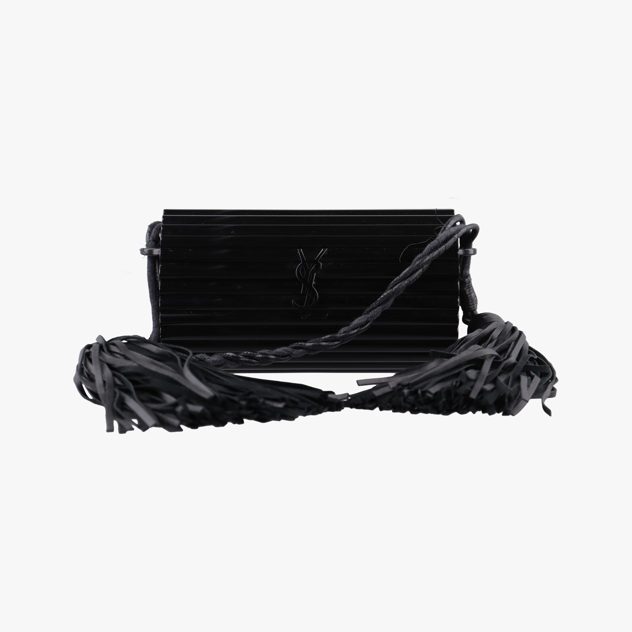 Pre-owned Yves Saint Laurent Fringe Monogram Opium Box Black Plexiglass 418523 shoulderbag | stylenewstar