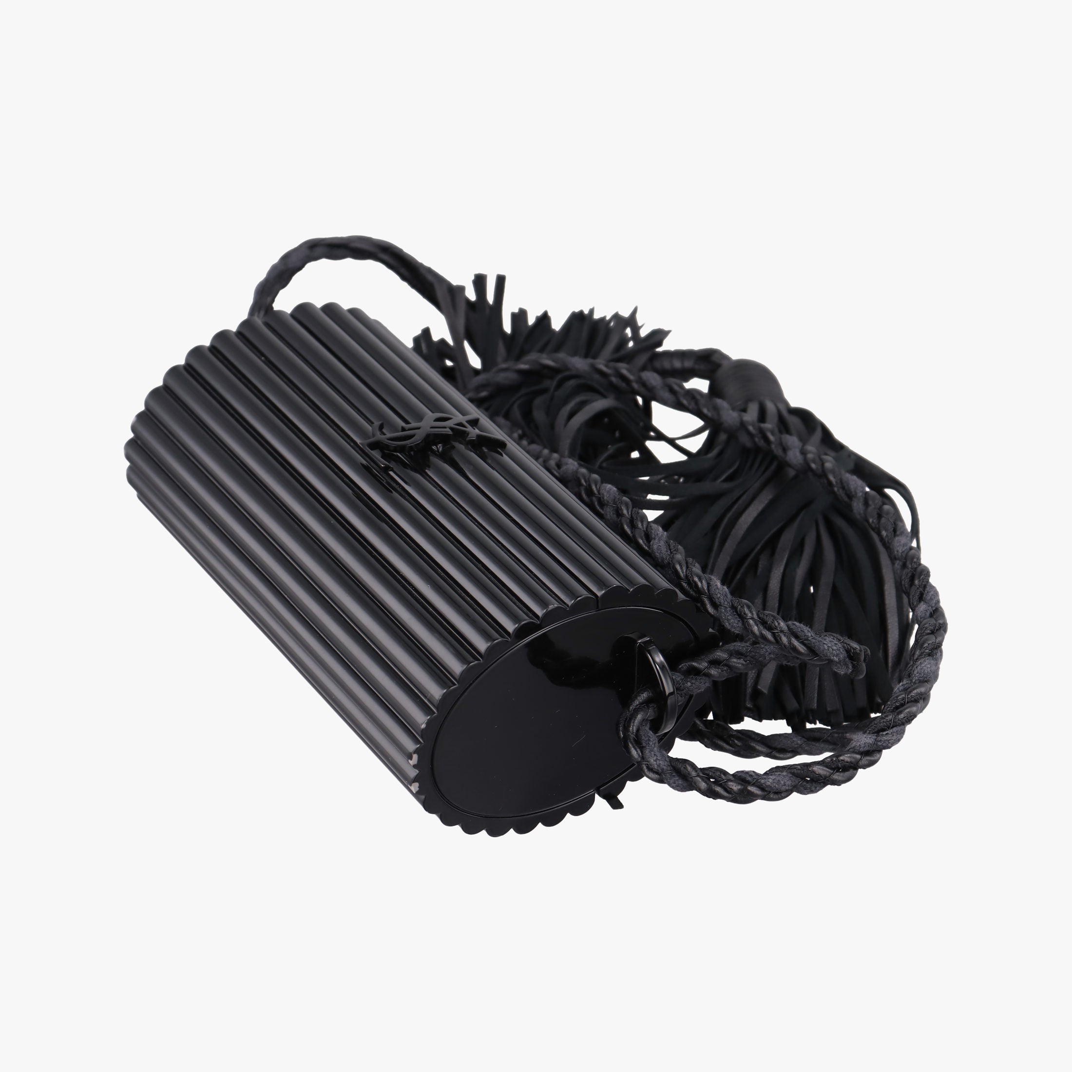 Pre-owned Yves Saint Laurent Fringe Monogram Opium Box Black Plexiglass 418523 shoulderbag | stylenewstar