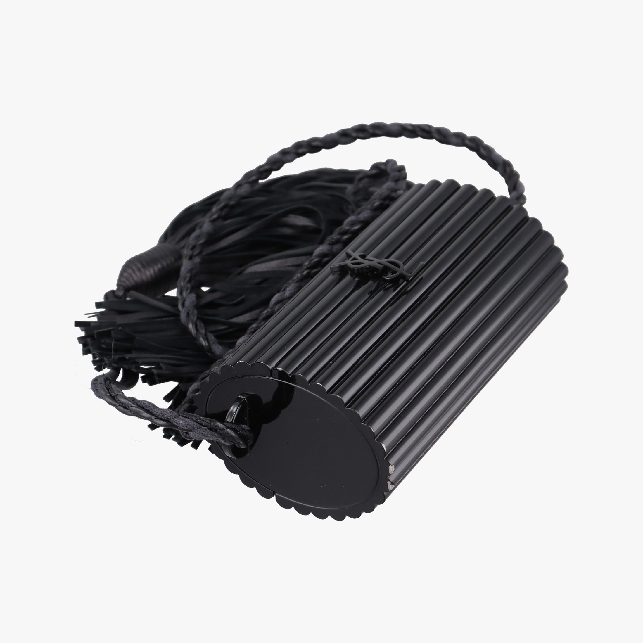 Pre-owned Yves Saint Laurent Fringe Monogram Opium Box Black Plexiglass 418523 shoulderbag | stylenewstar