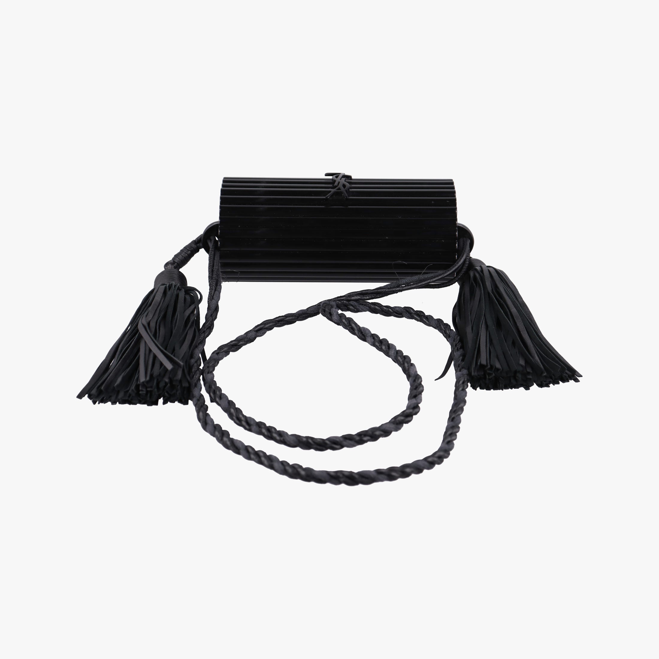 Pre-owned Yves Saint Laurent Fringe Monogram Opium Box Black Plexiglass 418523 shoulderbag | stylenewstar
