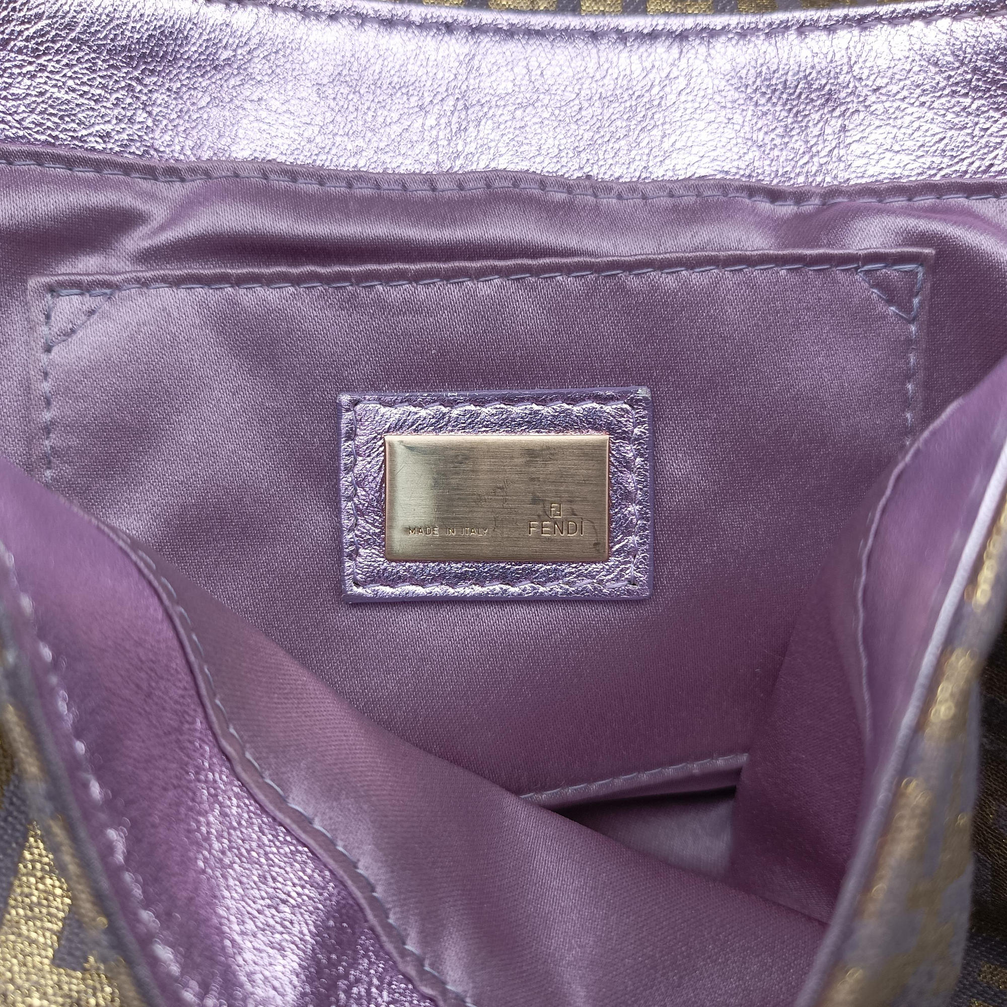 Pre-owned Fendi Zucchino turn lock golden×Multicolour canvas×leather 8BR429 handbag | stylenewstar
