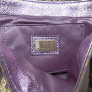 Pre-owned Fendi Zucchino turn lock golden×Multicolour canvas×leather 8BR429 handbag | stylenewstar