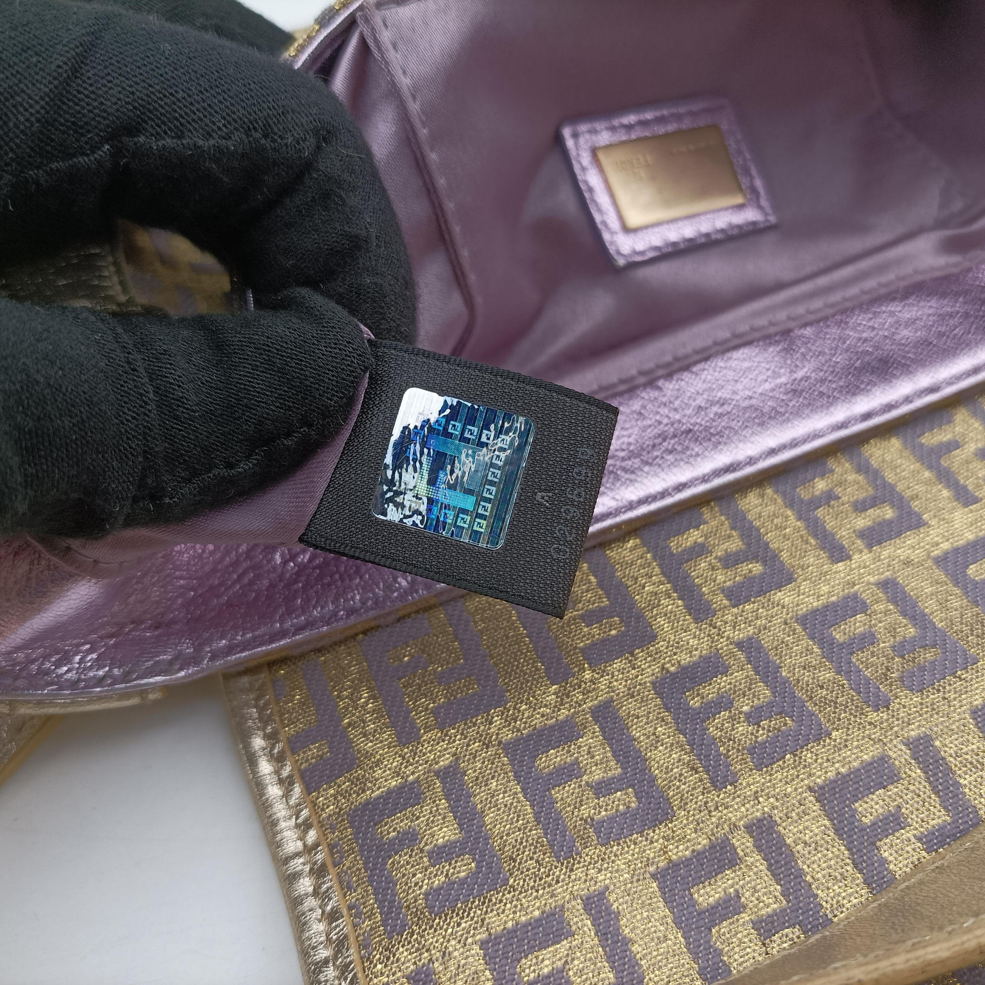 Pre-owned Fendi Zucchino turn lock golden×Multicolour canvas×leather 8BR429 handbag | stylenewstar