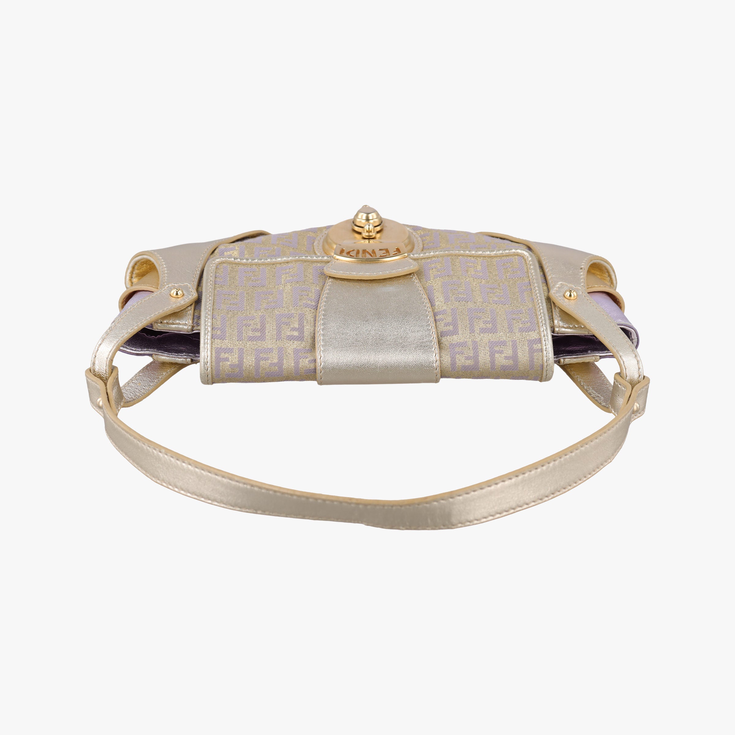Pre-owned Fendi Zucchino turn lock golden×Multicolour canvas×leather 8BR429 handbag | stylenewstar