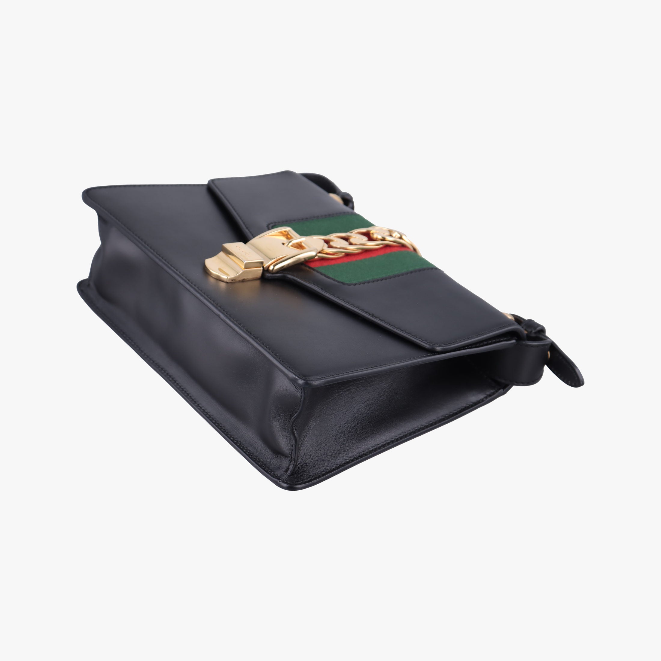 Pre-owned Gucci Sylvie Black×green×red Leather 421882 shoulderbag | stylenewstar