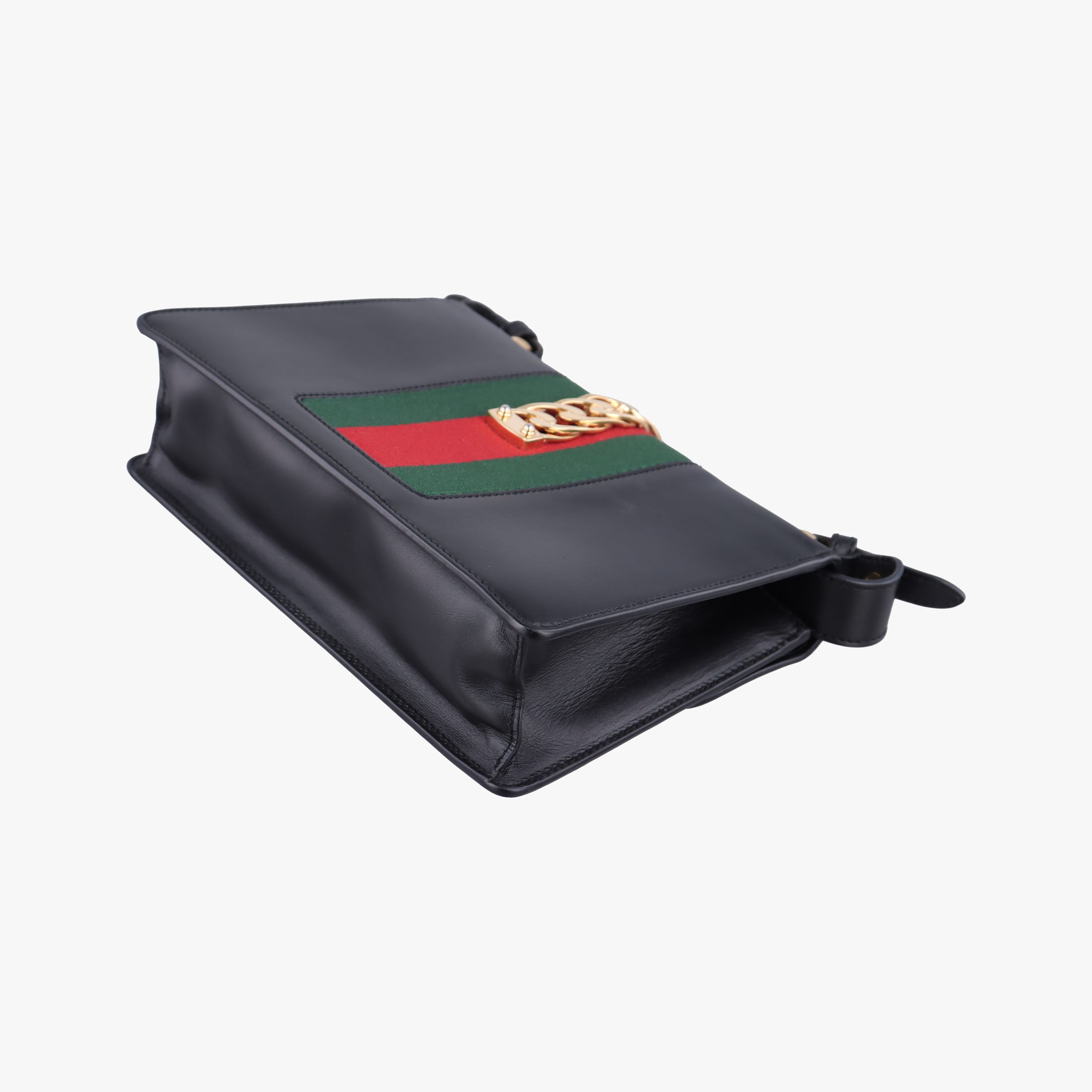 Pre-owned Gucci Sylvie Black×green×red Leather 421882 shoulderbag | stylenewstar