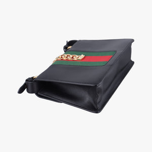 Pre-owned Gucci Sylvie Black×green×red Leather 421882 shoulderbag | stylenewstar