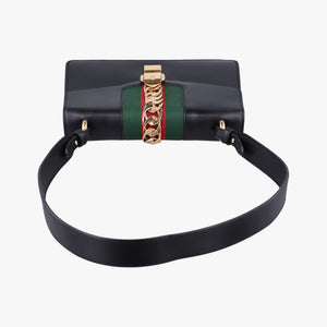 Pre-owned Gucci Sylvie Black×green×red Leather 421882 shoulderbag | stylenewstar