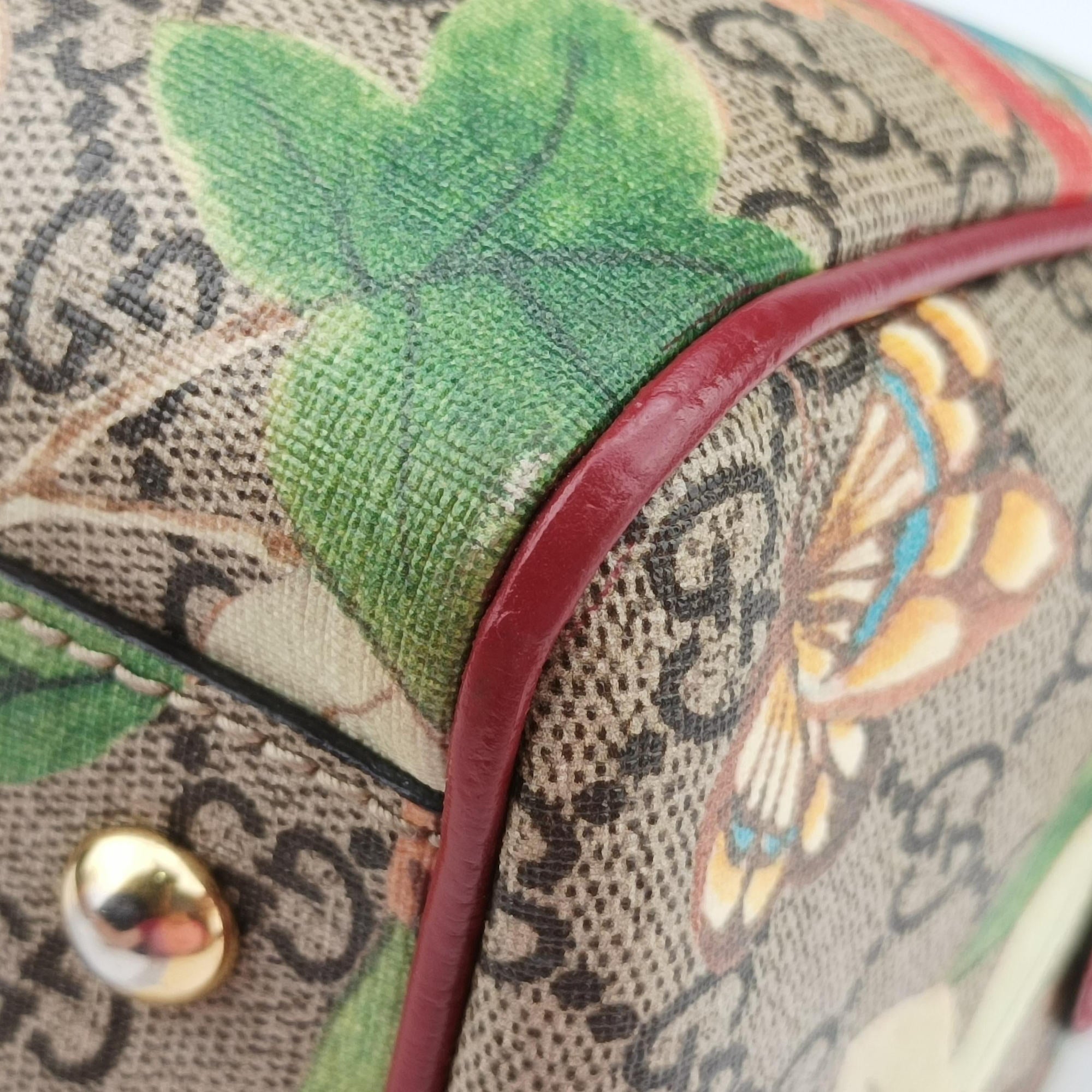 Pre-owned Gucci GG SUPREME beige×Multicolour PVC coated canvas×Leather 409529 shoulderbag | stylenewstar