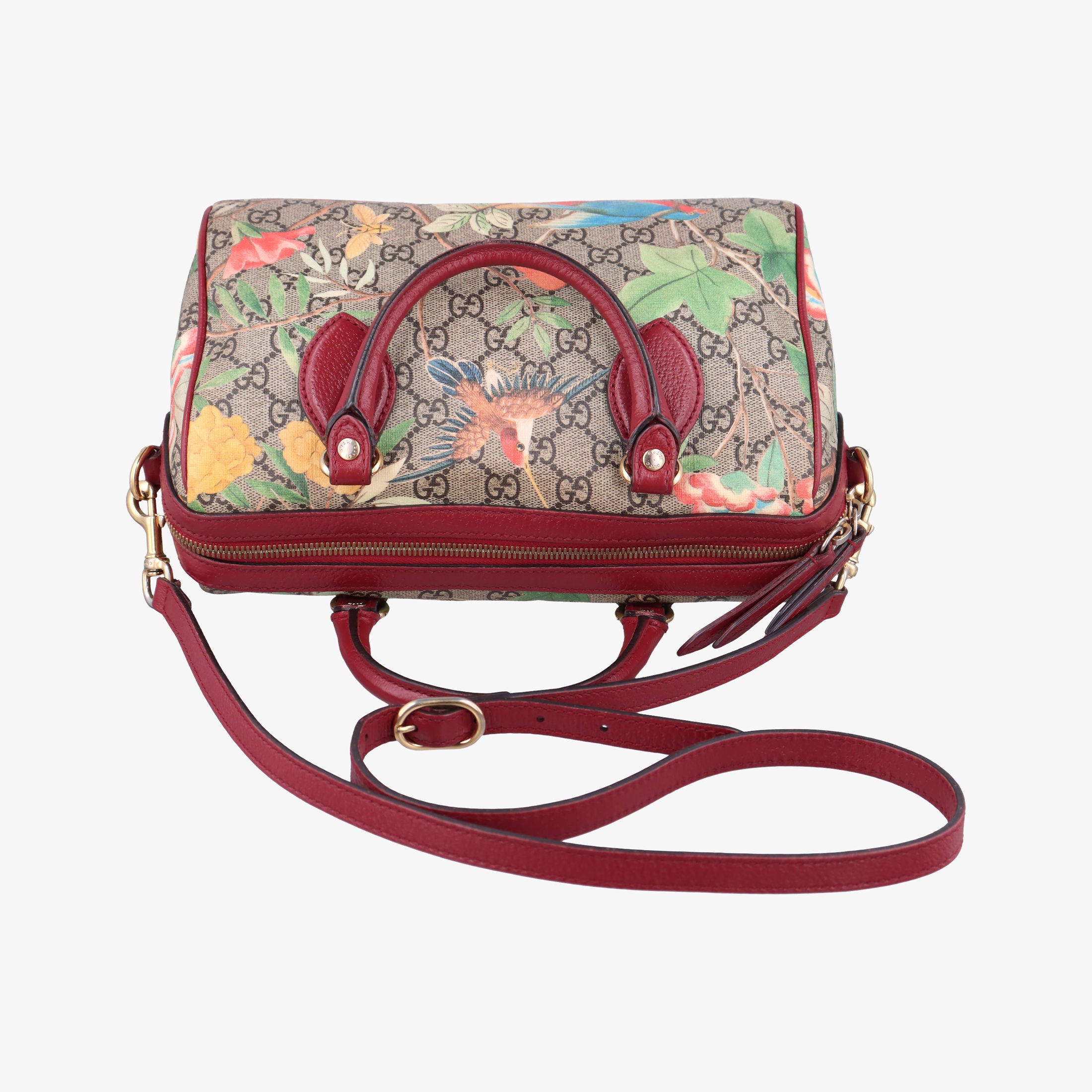 Pre-owned Gucci GG SUPREME beige×Multicolour PVC coated canvas×Leather 409529 shoulderbag | stylenewstar