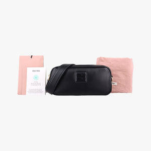 Vintage Miu Miu Logo belt Black leather  bum bag/waist bag | stylenewstar